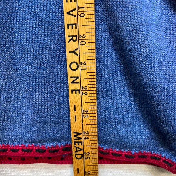 C.J. Banks Womens Holiday Sweater Size X Blue Christmas Snowman Hand Embroidered - Picture 8 of 12